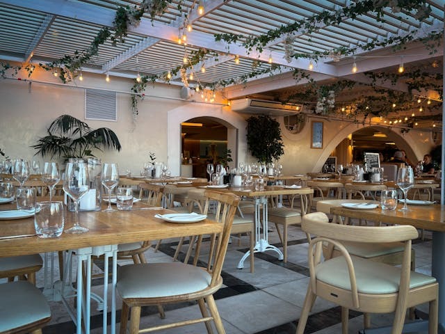 empty restaurant with set tables