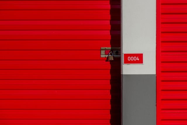 a red storage unit 